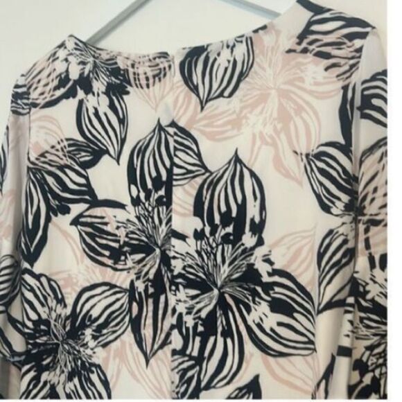 Calvin Klein Women’s Size 2 Tiered Sleeve Shift Dress Multicolor Floral Zip Up - Picture 8 of 12